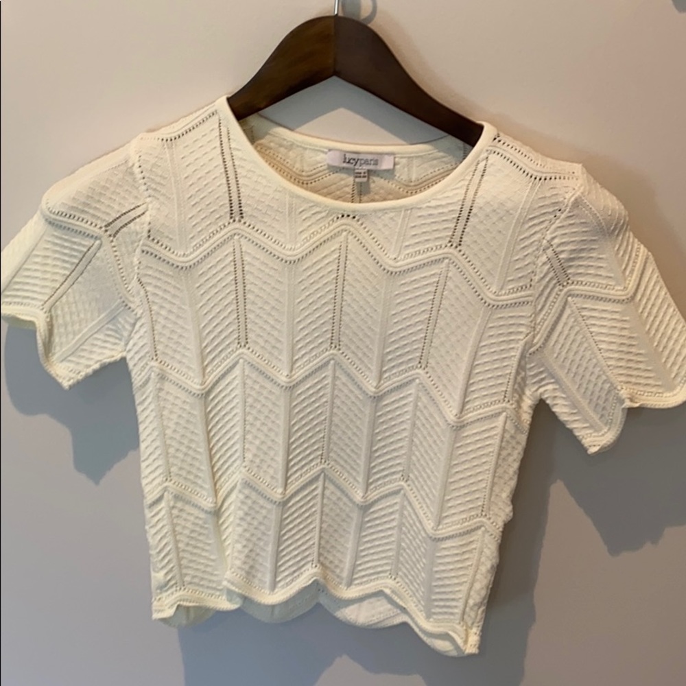 White chevron crop top